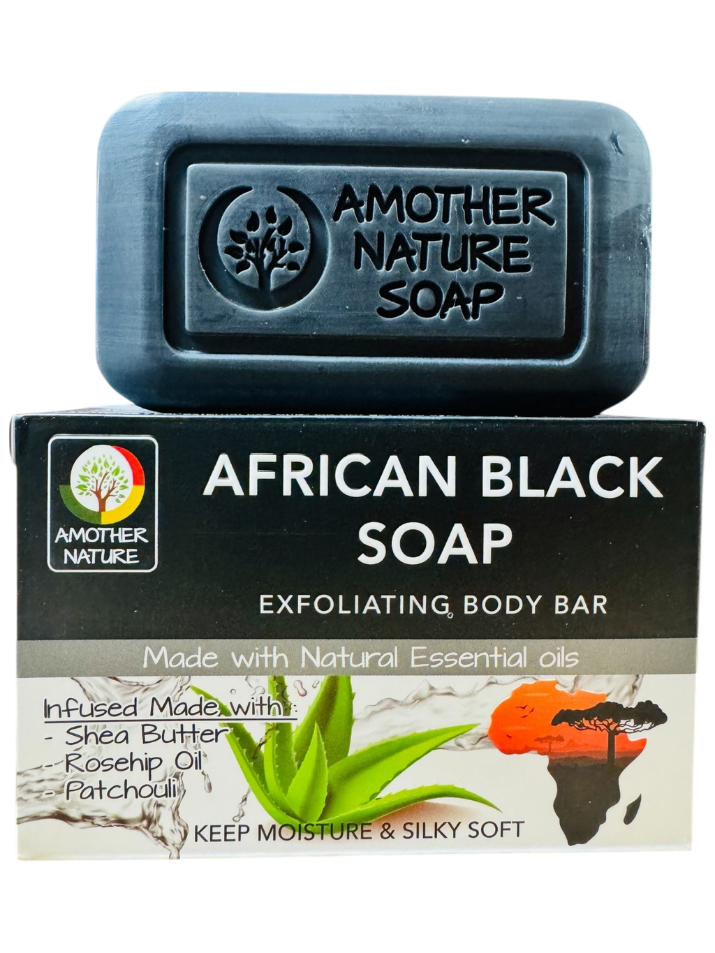 African Black Soap- Exfoliating Body Bar -(2 Pieces)