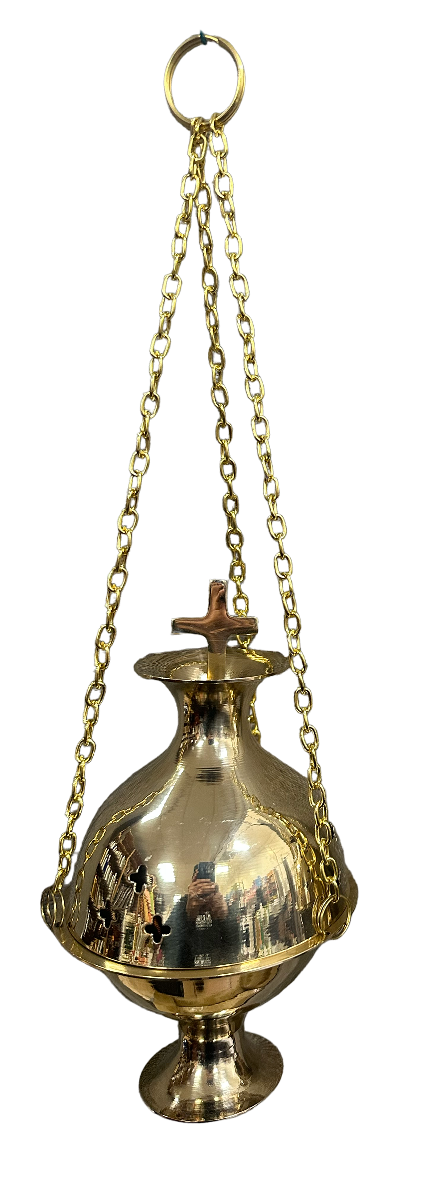 Traditional Charcoal Resin Burner Hanging Chain with Cross -(Large Size)