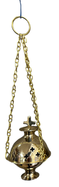 Traditional Charcoal Resin Burner Hanging Chain with Cross -(Small Size)