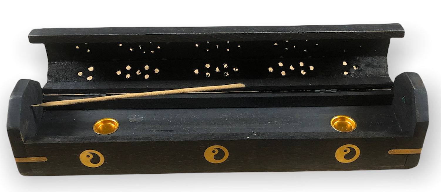 Traditional Incense Burner Coffin Box (Yin Yang Black Color)