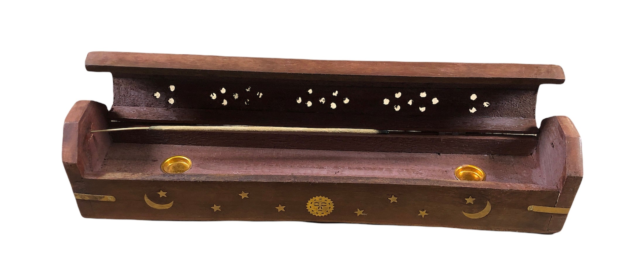 Traditional Incense Burner Coffin Box (Sun Moon Star Brown Color)